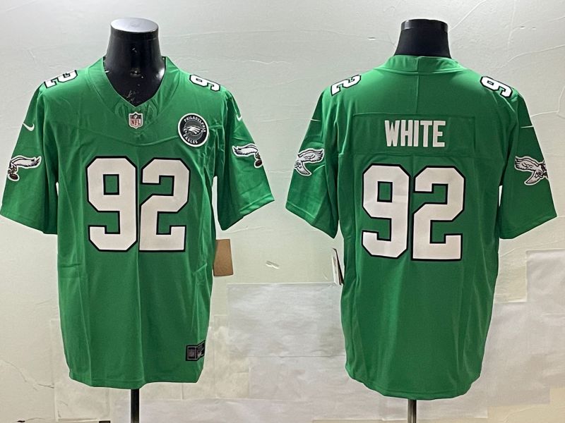 Men Philadelphia Eagles #92 White Green three generations 2025 Nike Vapor Limited NFL Jersey style 3->philadelphia eagles->NFL Jersey